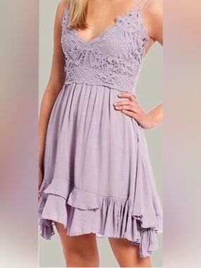 Free People, Lace-Trim Dress in Lavender, size small